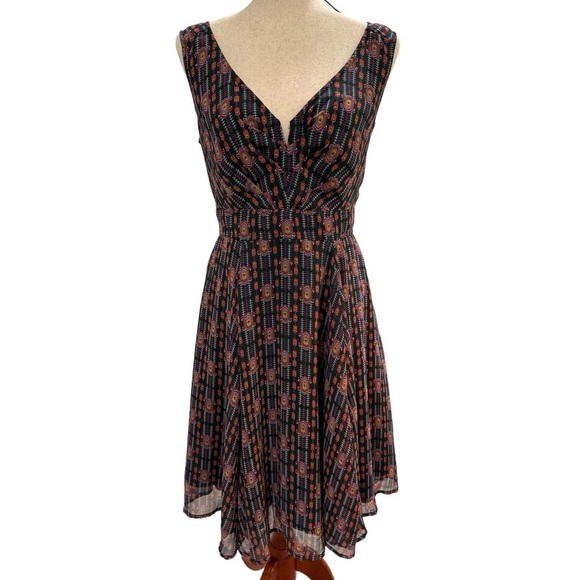 eShakti Smocked Fit Flare Crepe Dress Medium 10 - Picture 1 of 5